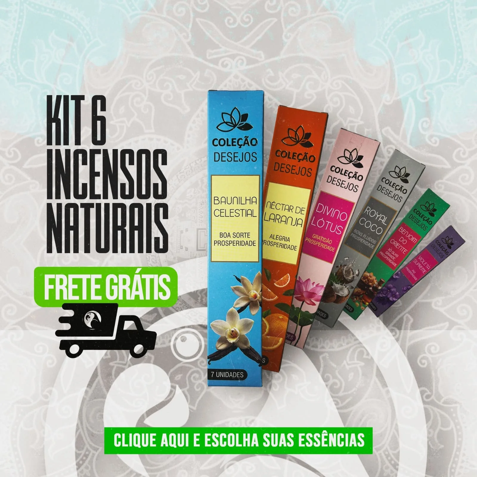 Kit de incensos naturais variados. Kit 6 caixas Massala - Imagem 1